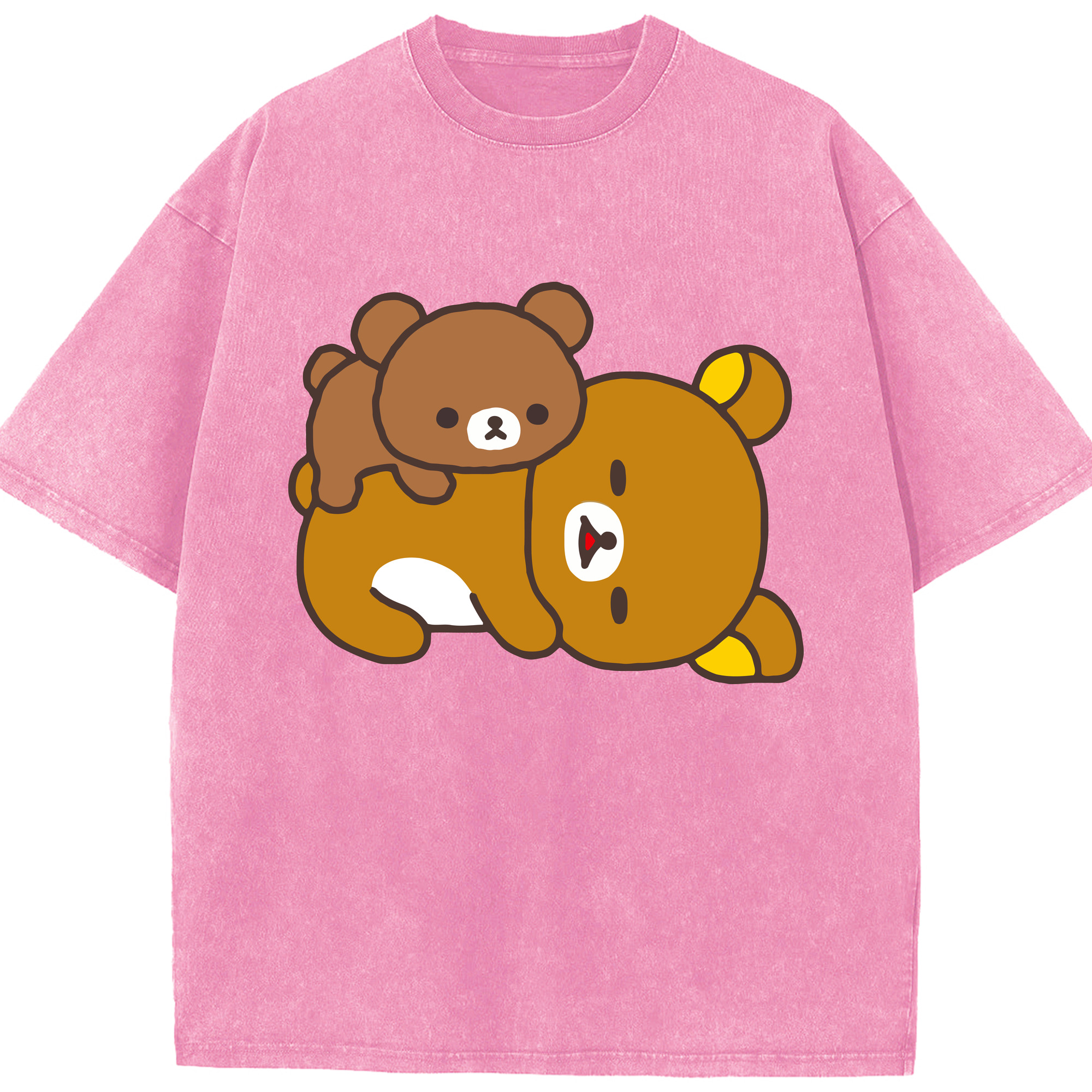 （画像用） リラックマ リラックマ キイロイトリ Rilakkuma Korilakkuma Kiiroitori 綿100% ヴィンテージ風 半袖Tシャツ（フロントプリント）